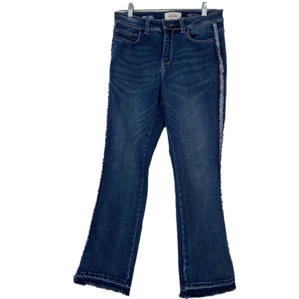 Lola Jeans Kate High Rise Ankle Jeans Size 6 Leg Stripe Raw Seams 4 Way Stretch